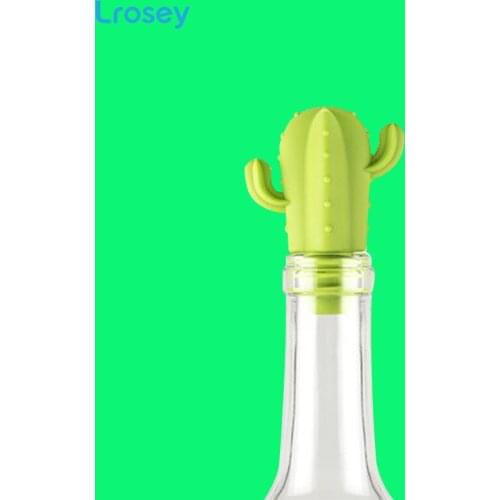 Cactus wine bottle stopper durable household kitchen silicone red wine bottle sealed lid wine glass identification marking set