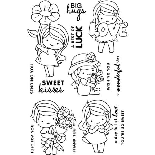 Girl and boy Transparent Clear stamps and metal cutting dies