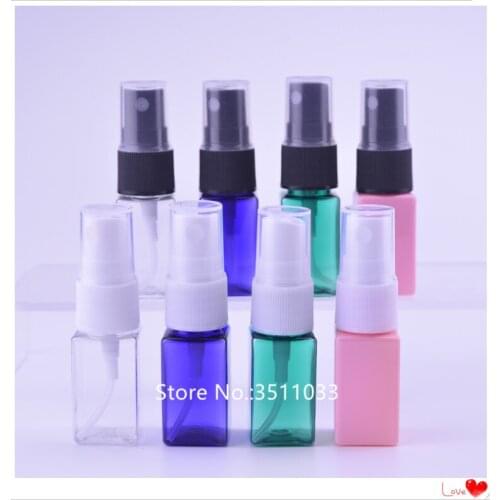 50pcs 10ml Square Empty Plastic Spray Bottle Portable Cosmetic Toner Refillable Container Perfume Spray Bottle Transparent Green