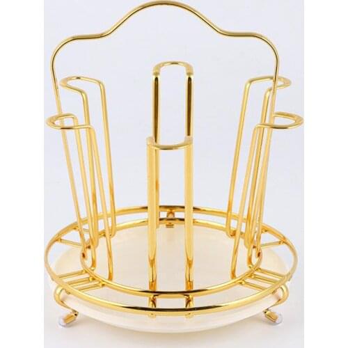 Luxury Gold Coffee Cup Rack 6 Hook Mug Holder for Kitchen Coffee Bar Storage