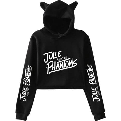 Sexy Girls Hoodie Kawaii Cat Ear Cropped Hooded women Slim Julie and the Phantoms Fans Sweatshirt Crop Top Streetwear Clothes