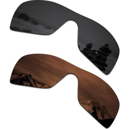SmartVLT 2 Pieces Polarized Sunglasses Replacement Lenses for Oakley Batwolf Stealth Black and Amber Brown