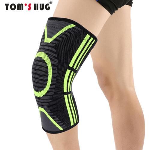 Toms Hug Sport Knee Support Brace 1 Pcs Green Pattern Knee Pad Protect for Joint Pain Relief and Injury Recovery Black Kneepad