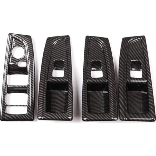 Carbon Fiber Car Window Lift Switch Button Cover Trim 4pcs For BMW 2 Series F45 F46 218i 2015-2018
