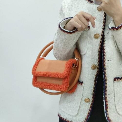 Womens handbag luxury nubuck leather Pu leather one-shoulder messenger bag high quality fashion lamb wool small flap faux fur