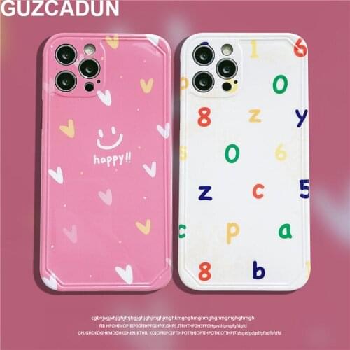 Shockproof IMD Protective Phone Cases for Iphone 12 11 Pro Max Xr Xs Max 7 8 Plus X Cute Love Heart Letters Pattern Case Cover