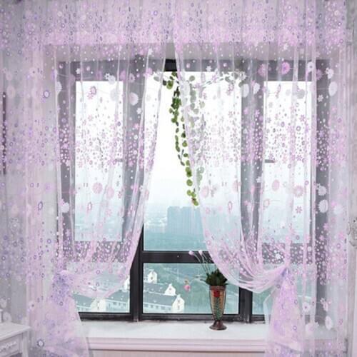 Floral Pattern Rustic Window Door Blind Screening Curtain Panel Drapes Sheer Rural for Living Room Wedding Decoration