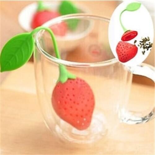 1pcs Silicone Strawberry Tea Leaf Strainer Herbal Spice Infuser Filter