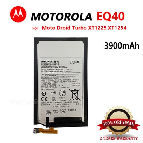 100% Original 3900mAh EQ40 Battery For Motorola Moto Droid Turbo XT1225 XT1254 New Original Mobile Phone High Quality Batteria