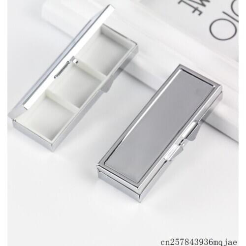 100pcs Silvery Metal Pill Box Rectangle Drug Holder Round Medicine Tablet Capsule Box Container Storage Boxes