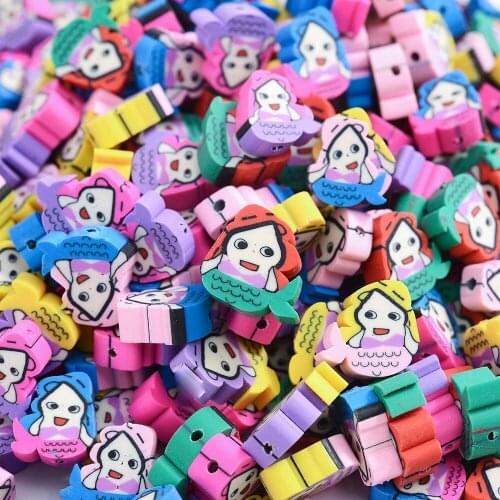 30/50/100pcs Polymer Clay Beads Mermaid Beads for Jewelry Making Loose Spacer Handmade Necklace Bracelet for Girls Accessories