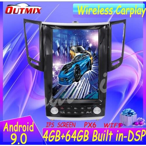 Android 9.0 64GB Tesla Style Car Multimedia Player For Infiniti FX FX25 FX35 FX37 QX70 2013-16 Auto Radio Stereo GPS Navigation