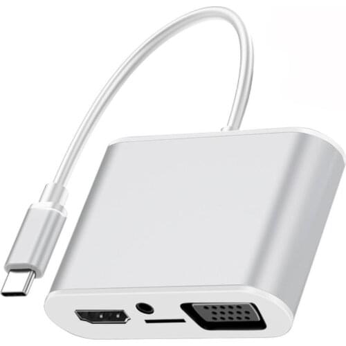 8-in-1 Type-C to 4K HDMI VGA PD Charging USB 3.0 2.0 Hub Docking Station Adapter 1080P Support HDMI+VGA Simultaneous Display