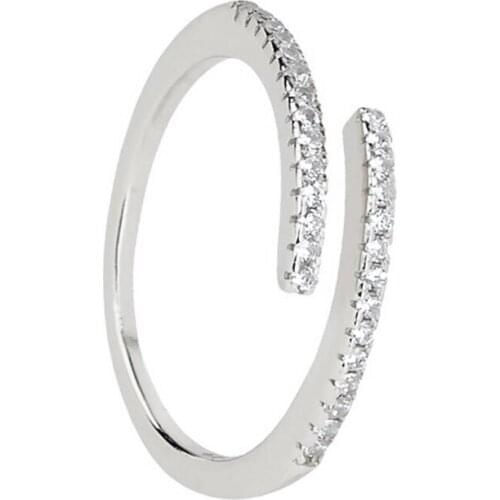 Elegant Crystal Opening Ring 925 Silver CZ Jewelry Popular Fashion Ring for Women Birthday Gift Wedding Party Wholesale