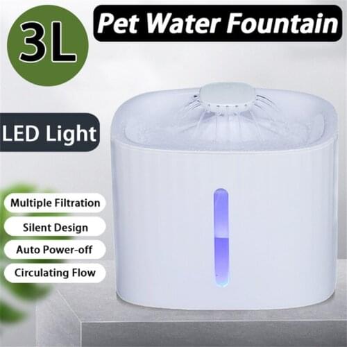 3L Electric Automatic Silent Pump Pet Water Fountain LED Cat Dog Water Dispenser Feeder Bowl Auto Feeder Cat Supplies