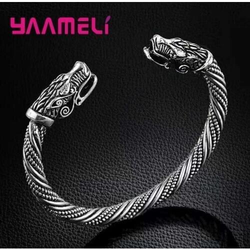 Hot Selling European and American Retro Nordic Leading Bracelet Mens open Bracelet Jewelry Tibetan Silver Bangle