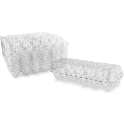 Egg Cartons 50 Packs, Plastic Egg Carton Holder for 12 Eggs Clear Egg Tray Holder Chicken Eggs Storage