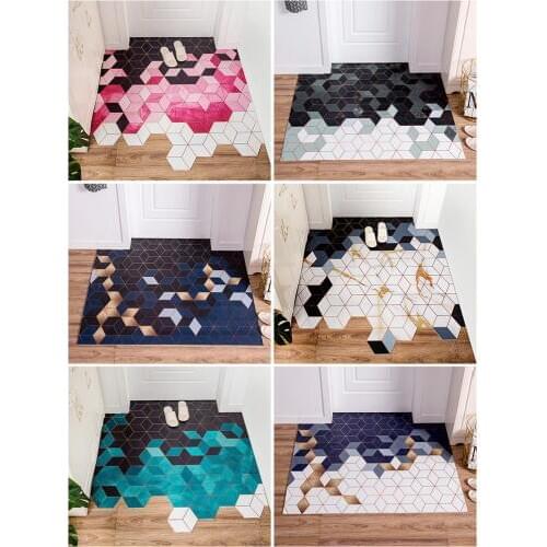 Nordic geometry home door mat Entrance hall carpet Pu leather floor mat INS Door mat Living room floor mat bathroom non-slip rug