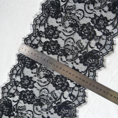 Eyelash LACE 3m/lot LACE Fabric black DIY eyelash lace accessories 23 cm wide wedding dress clothing fabric XT004