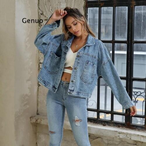 Spring Autumn Loose Women Denim Jacket Long Sleeve Short Denim Coat for Women Jeans Plus Size Outwear