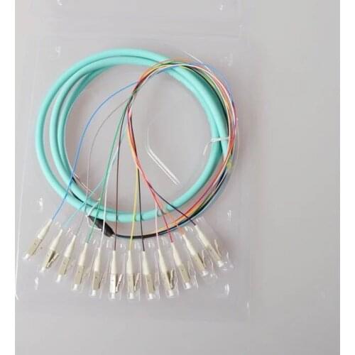 LC OM3 12core Fanout Fiber Optic Pigtail Multimode 12Colored 1.5M Optical Fiber Pigtail,12core LC/UPC Bunchy Pigtail