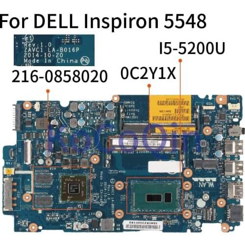 KoCoQin Laptop motherboard For DELL Inspiron 5548 SR23Y I5-5200U Mainboard LA-B016P CN-0C2Y1X 0C2Y1X 216-0858020 DDR3