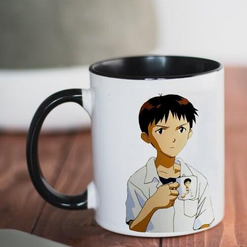 Shinji Holding A Mug Anime Breathable Male 11oz High Quality Creative Design Top Promotion Coffee Mug Cup Christmas Friends Gift