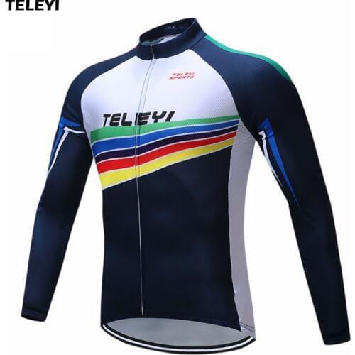 TELEYI Team Mens Wear Long Sleeve Ropa Ciclismo Cycling Jersey Mens Bike Bicycle Jersey Cycling Shirt S-4XL