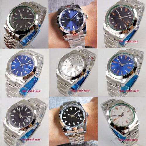 36mm Unisex Automatic Mens Watch Genuine Miyota 8215 Movement Sapphire Crystal Jubilee/Oyster Strap Black/Blue/White Luminous