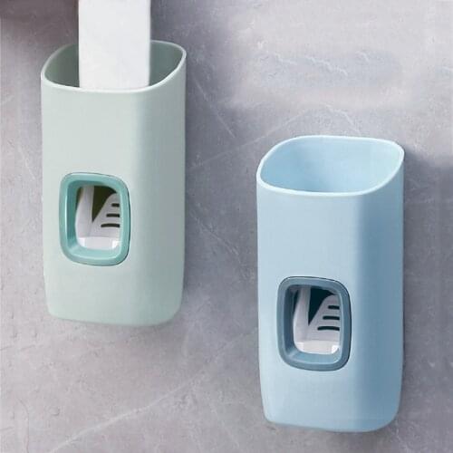 Wall Mounted Automatic Toothpaste Squeezer Hanging Toothbrush Holder Bathroom Storage Shelves Family Home Cleaning Tool