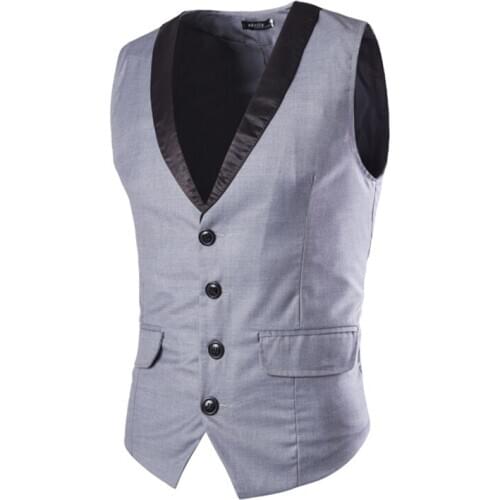 2016 New Sale Men Slim Suit Vests Male Single Breasted Notched Collar Business Casual Vest Men Party Wedding Waistcoat