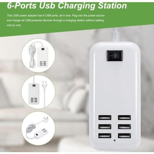 New 6-Ports Usb Charger Multi-functional Safety USB Charging Station For Mobile Phone Tablet Shaver Camera Fast Charging Socket