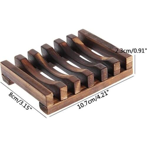 100pcs Natural Wooden Bamboo Soap Dish Tray Holder Storage Soap Rack Plate Box Container for Bath Shower Plate Bathroom