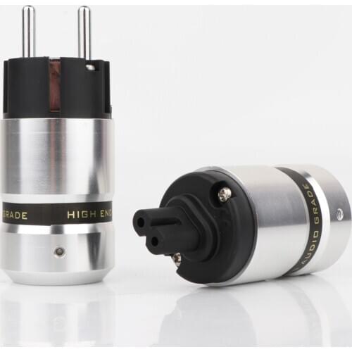 Preffair P080SA Rhodium Plated Schuko Male Plug Hifi Figure 8 IEC C7 Plug Female Socket DIY Power Cord Cable