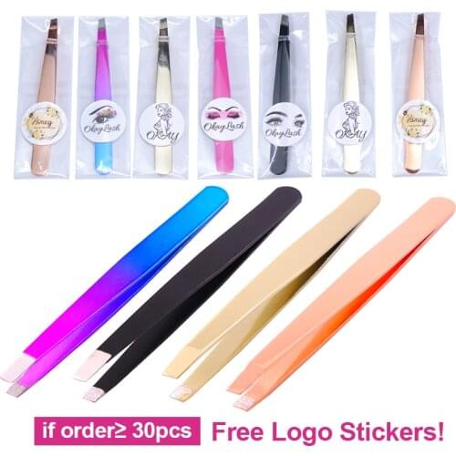 Private Label Stainless Steel Professional Eyebrow Tweezers Mini Hair Clamp Beauty Eyebow Makeup Clips for Wholesale