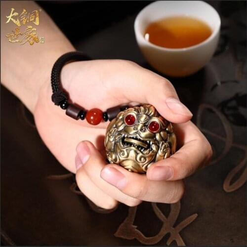 Regulating spirit high grade GOOD LUCK mascot Success BRASS dragon PI XIU hand pieces Talisman bring Fortune money Good luck