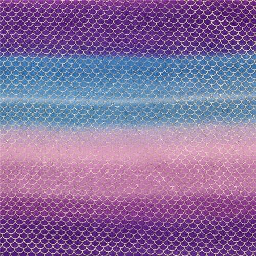Pink Purple Golden Shiny Fish Scaler Cotton Printed Cloth Sewing Quilting Fabrics for Patchwork Needlework DIY Handmade Material