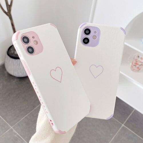Love Heart Shockproof Phone Case For iPhone 11 12 Pro Max XS Max X XR 6 6S 7 8 Plus Mini SE 2020 Silicone Bumper Back Cover