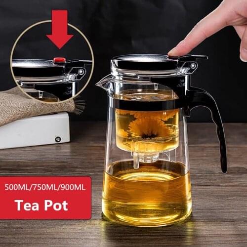 Glass Heat Resistant Tea Pot Jug W Infuser Coffee Tea Set Herbal Pots Flower Teapot Milk Juice Teapots