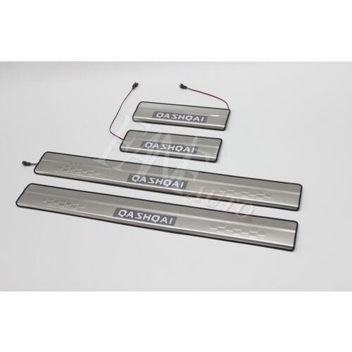 Stainless Steel Led Door Sill Scuff Plate Guard Sills Protector Trim For Nissan Qashqai 2013-2019