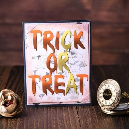 YaMinSanNiO letter dies Halloween Trick or Treat Metal Cutting Dies Card Making Scrapbooking Embossing Stencil Craft Dies Decor