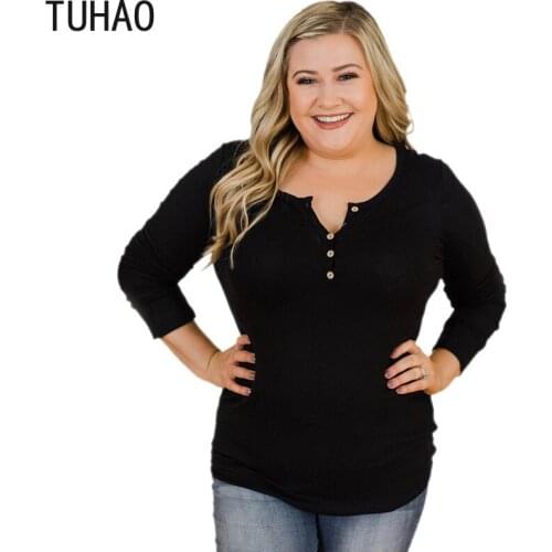 TUHAO 2020 Spring Women Black Blouse Plus Size 5XL 4XL 3XL Office Lady Casual Bottom Woman Blouses Tops Shirt for Mother WM72