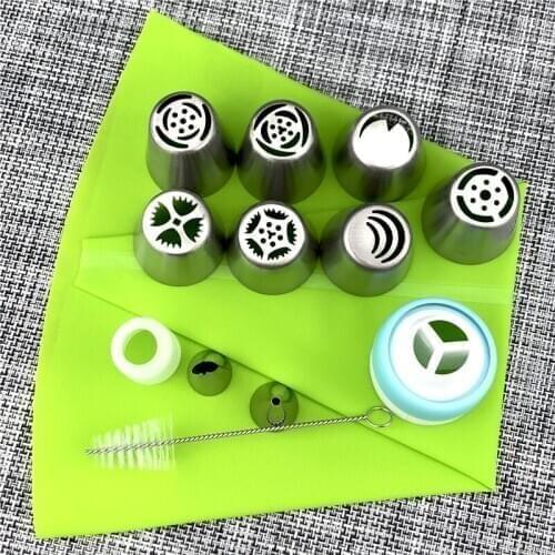 13Pcs/Set Russian Beak Confectionery Bag With Nozzles Stainless Steel Cake Decorating Tools Icing Piping Nozzles Baking Pastry