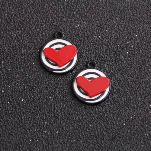 2pcs 17*19mm Alloy Metal Drop Oil Red Herat Charms Pendant For DIY Bracelet Necklace Jewelry Making