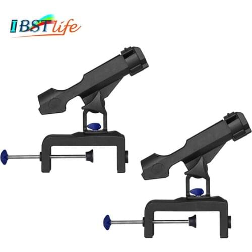 2 pieces 360 degree adjustable Fishing Rod Holders clamp on Removable Kayak Boat Support Pole stand Bracket