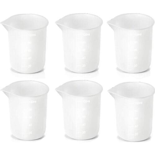 6Pcs Silicone Measuring Cups for Resin 100Ml, Diy Glue Tools Cup Making Handmade Craft Nonstick Silicone Mixing Cups