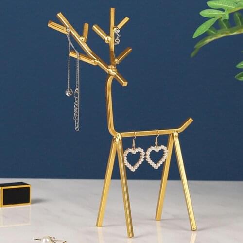 80% Hot Sales!! Jewelry Rack Deer Shape Lovely Wrought Iron Deer Tree Necklace Racks for Bedroom
