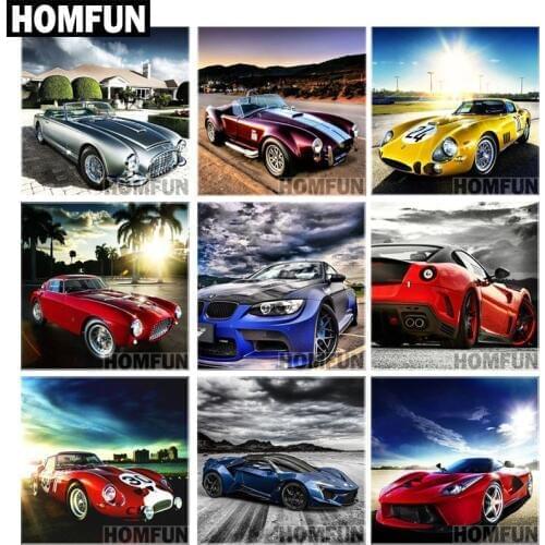 HOMFUN Full Square/Round Drill 5D DIY Diamond Painting "Racing car landscape" 3D Embroidery Cross Stitch 5D Home Decor Gift