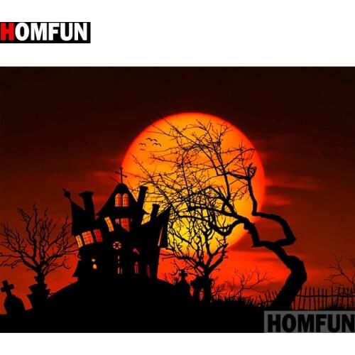 HOMFUN Full Square/Round Drill 5D DIY Diamond Painting "Moon house" 3D Embroidery Cross Stitch 5D Home Decor A13260