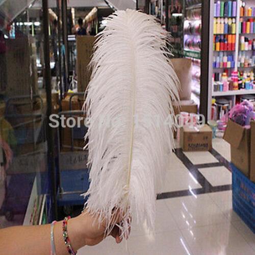 Free shipping wholesale Quality 50pcs perfect natural white ostrich feather 20-22inch/50-55cm Variety of decorative crafts